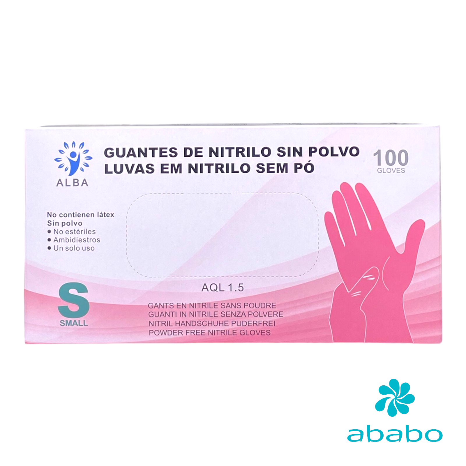 GUANTES NITRILO ROSA SIN POLVO TALLA M .